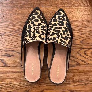 Halogen point toe slides .. leopard and black suede size 9